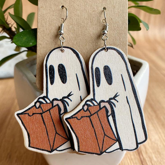 New Creative Cartoon Personality Ladies Wooden Earrings