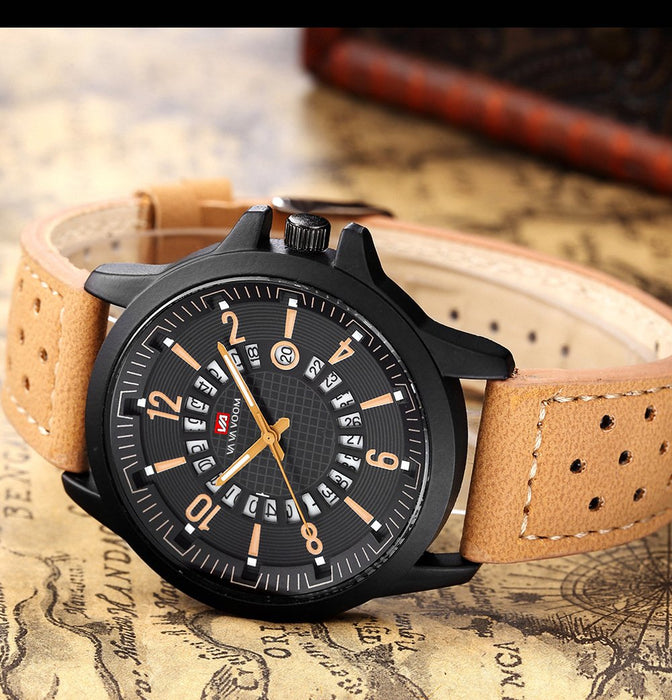 Creative Calendar Sports Watch Men's Breathable Eyelet Belt Watch