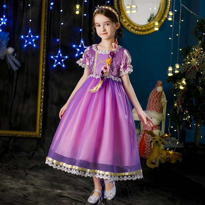 Snow white snow and ice long hair Princess Dress