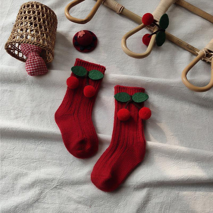 Kids Cotton Big Bow Christmas Socks