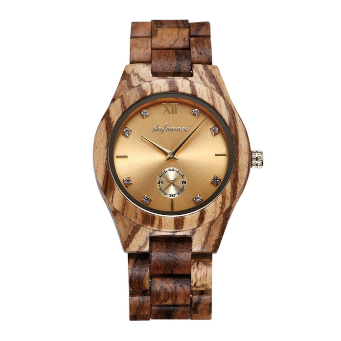 New Multifunctional Advanced Green Wood Quartz Watch