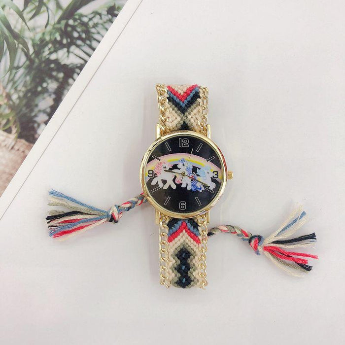 National DIY Woven Bracelet Wool Watch Bohemian Style Women's Watch Quartz Retro