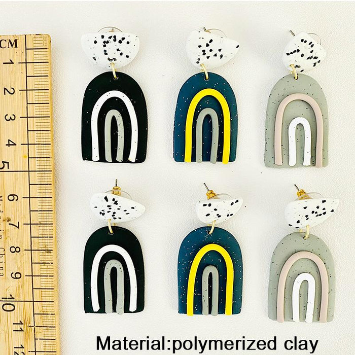 Wave Point Soft Ceramic Earrings Geometric Bow Multicolor Clay Earrings
