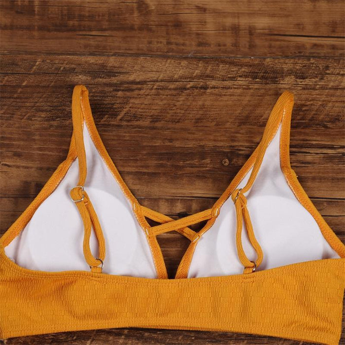 High Waist Bikini Sexy Hollow Gathered Swimsuit