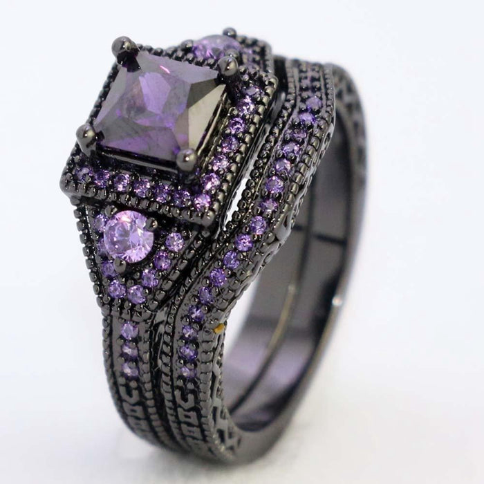 Black Purple Zircon Ring