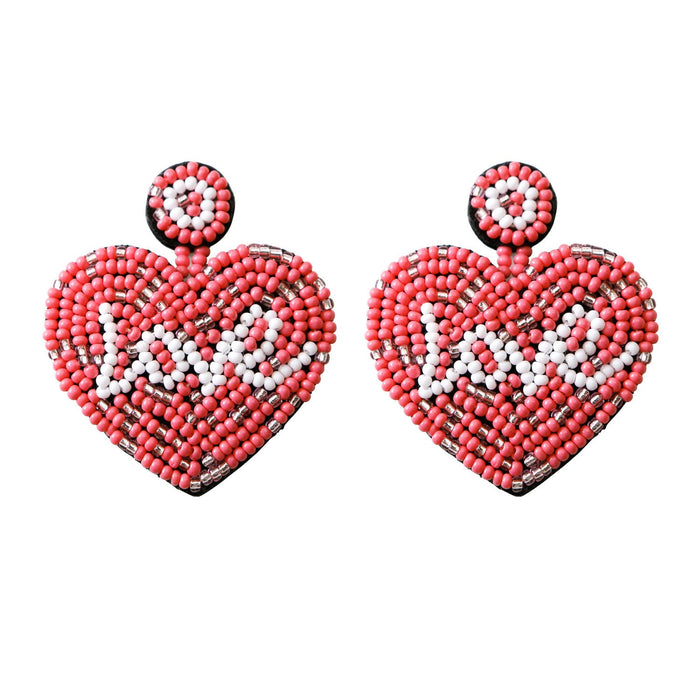 2022 New Handmade Woven Love Rice Bead Earrings