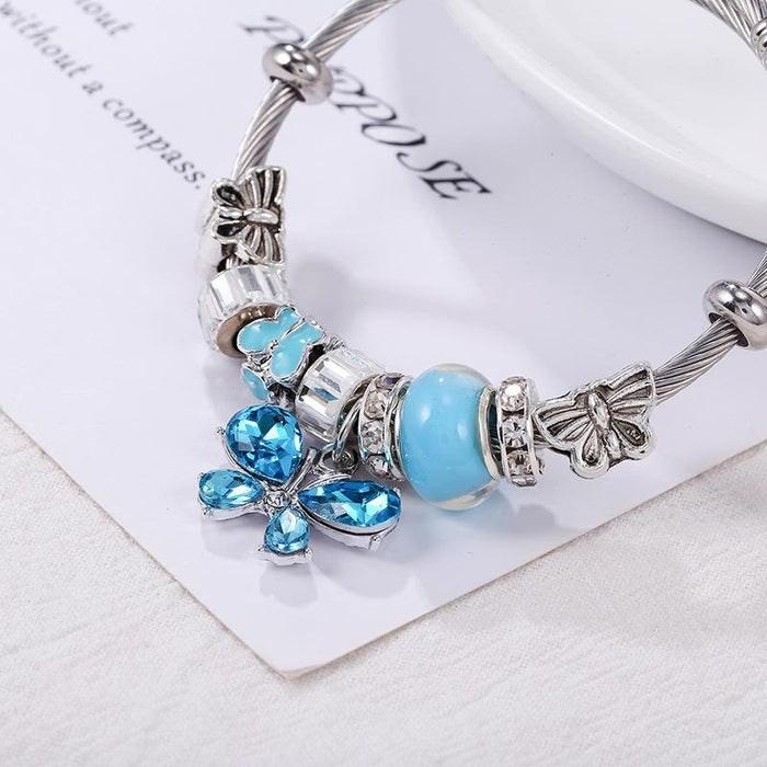Butterfly love flower pendant bracelet diy handmade combination