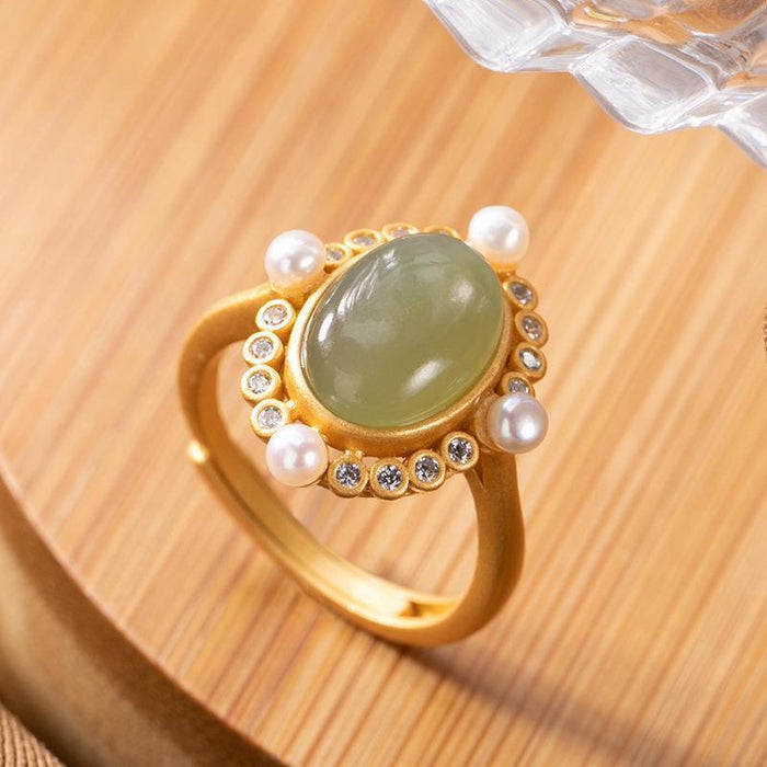 Temperament Imitation Agate Pearl Opening Ring