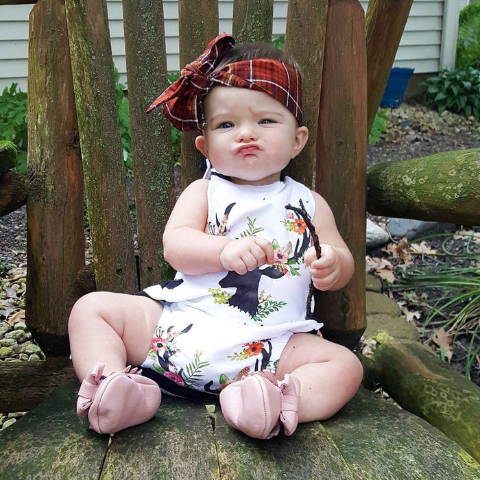 Cute fawn stripe hanging neck suspender ha Yi one-piece clothes