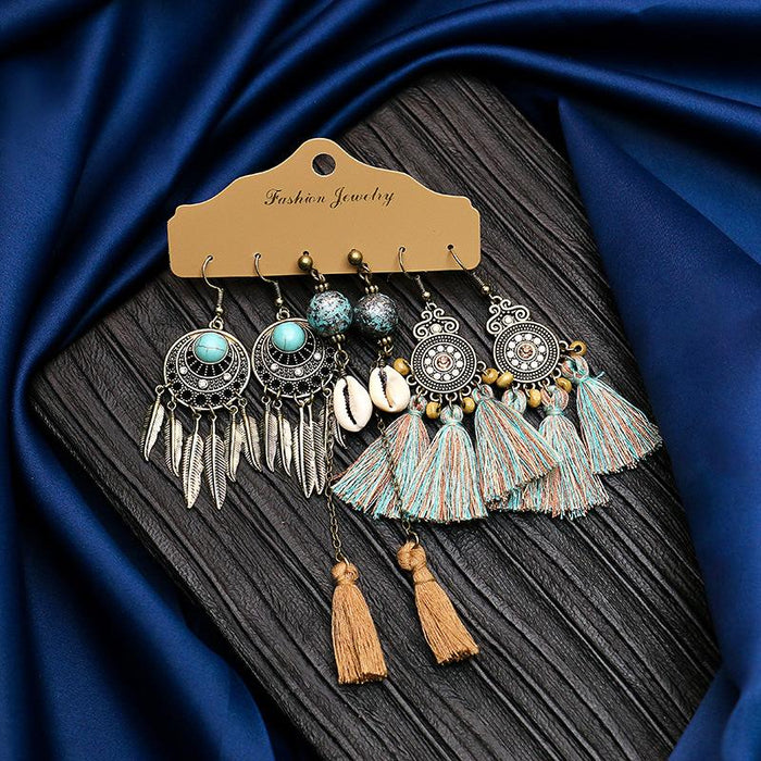 3 pairs/set Earrings Bohemian Style Jewelry X0X36208