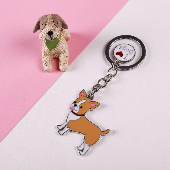 Multicolor Pet Dog Painted Zinc Alloy Keychain