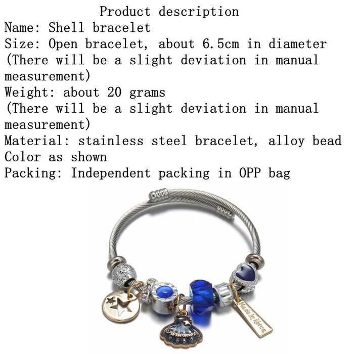 DIY Shell Titanium Stainless Steel Bracelet