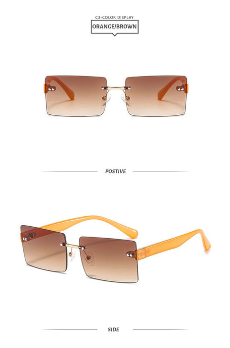 Square frameless color candy Sunglasses
