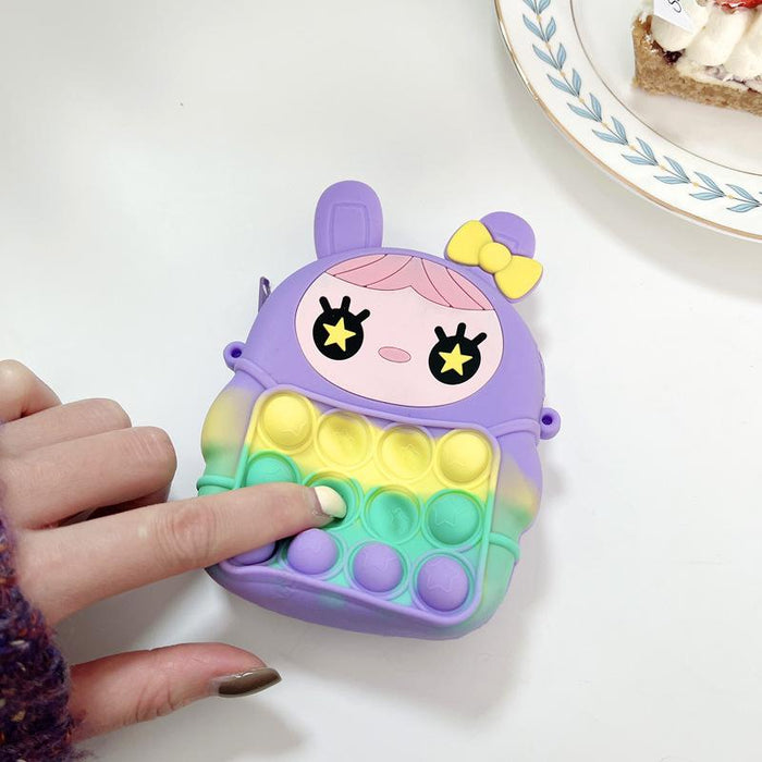 Small bag student with rope silicone toy