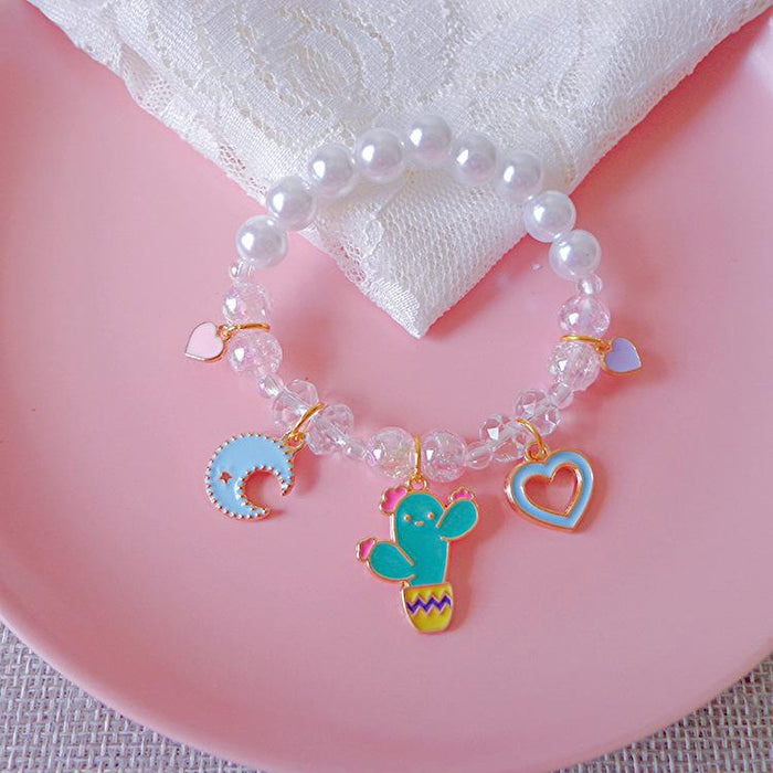 Colorful Children's Flash Bead Bracelet Beaded Cartoon Pendant