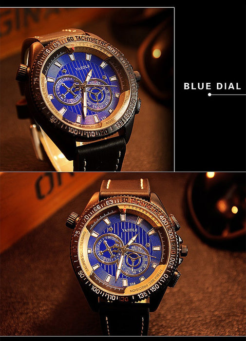 Yazole Luxury Brand Quartz Clock Fashion Leather Belts Watch Sports Wristwatch