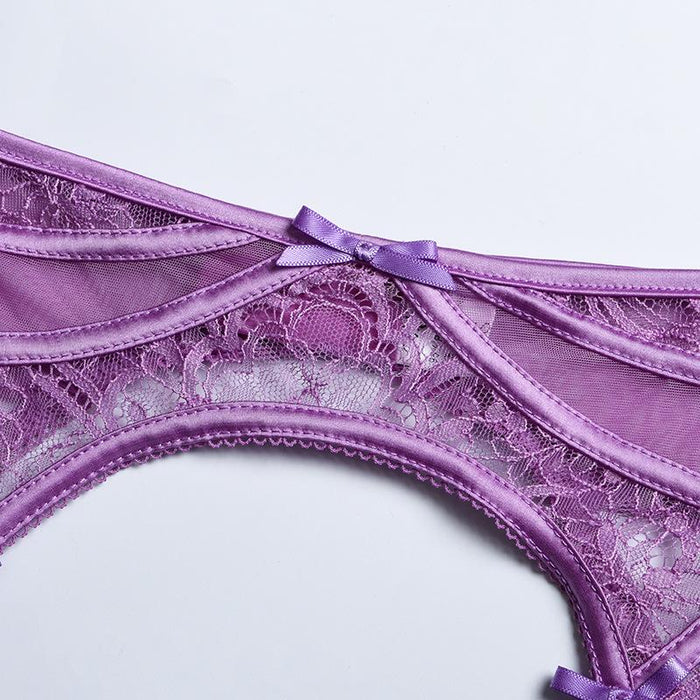 Women Lace Mesh Hollow Lingerie Sexy Push Up Underwear Set