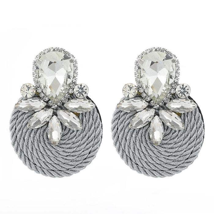 New Exaggerated Retro Simple Women's Earrings Accessories Inlaid Rhinestone