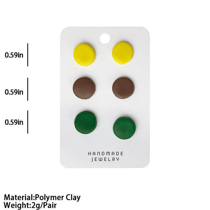 Handmade Soft Pottery Earrings Set  Candy Color Texture Earrings