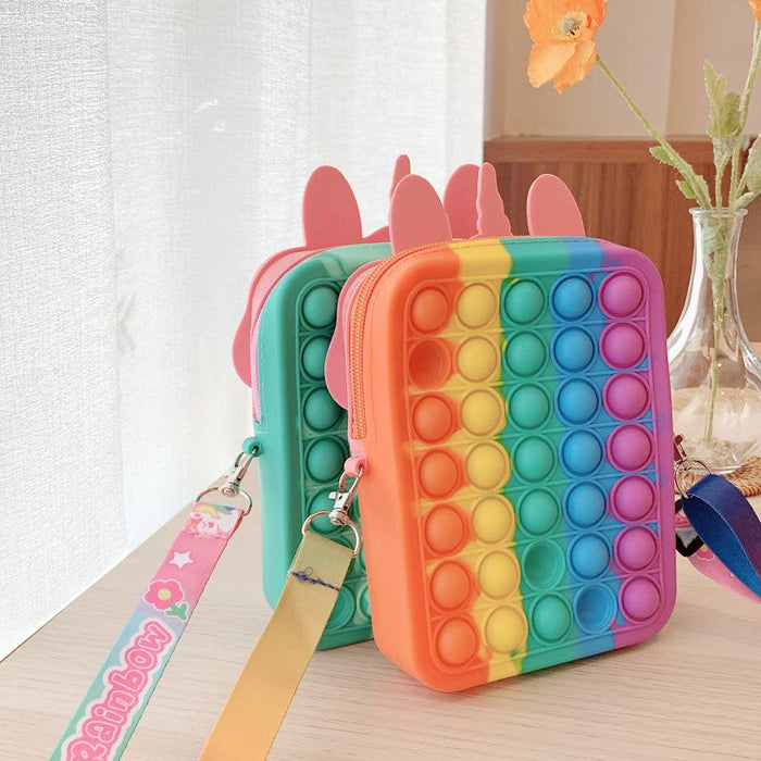 Silicone children's unzipping coin purse press toy