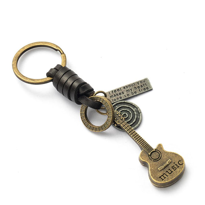 Vintage punk style leather metal Keychains creative small gift hand woven car Keychains pendant