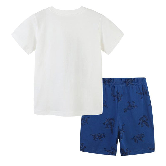 Children's knitted cotton children's short sleeve T-shirt two piece set