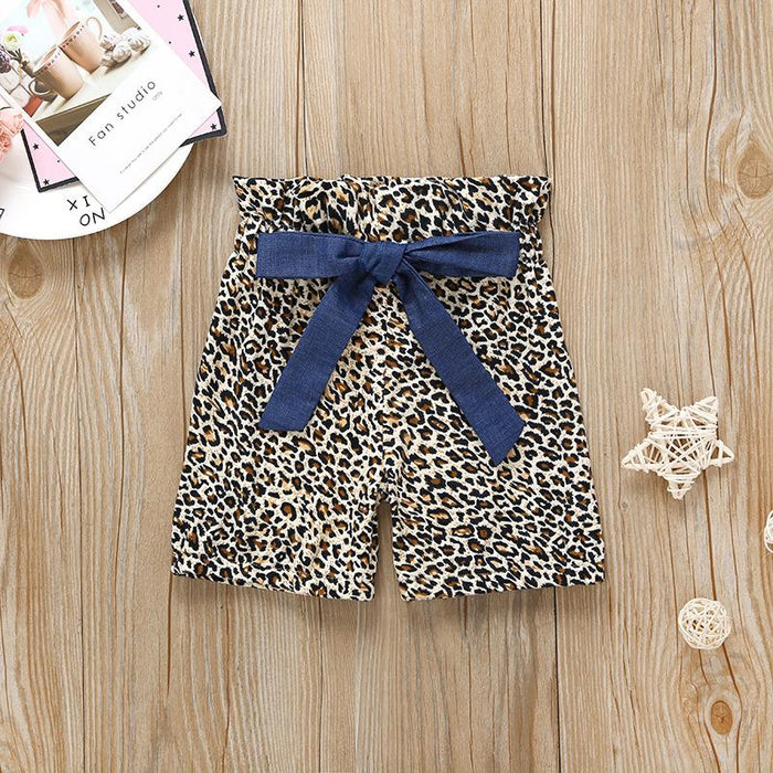 Baby Girl's Clothing Set Blue Leopard print Jumpsuit Shorts Set