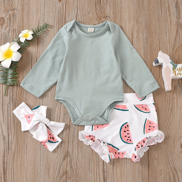 Watermelon printed shorts two piece suit