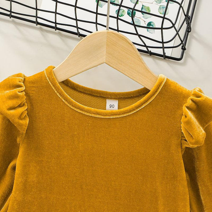 Girls' Solid Color Long Sleeved Skirt