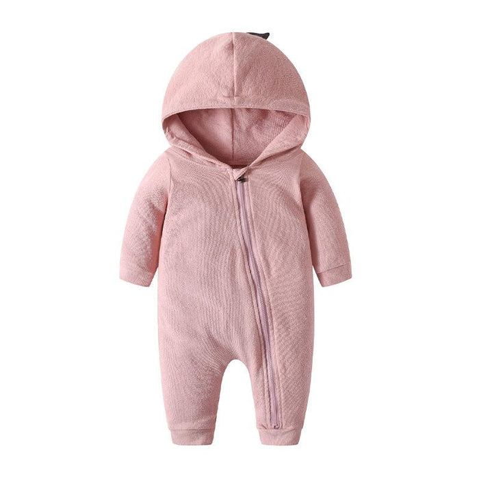 Solid color dinosaur infant long sleeve hooded zipper shirt