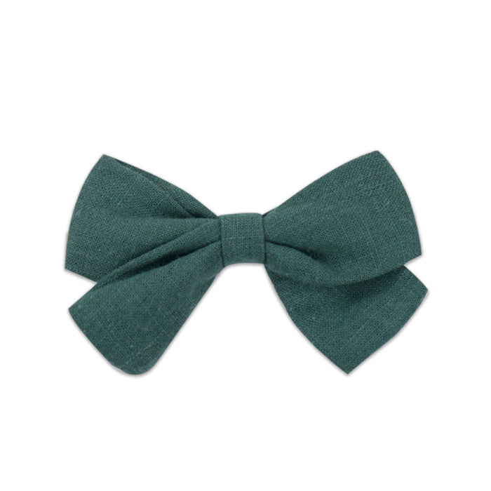 Slub cotton and linen bow hairpin