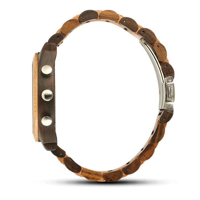 New Fashion Simple Men's Multifunctional Three Needle Wooden Watch