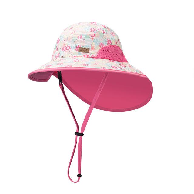 Summer Children Pink Floral UPF50 + Sunscreen Fisherman Hat