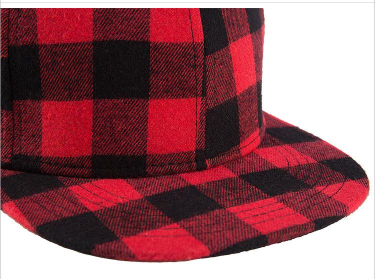 New Fashion Cotton Black Red Plaid Baseball Cap