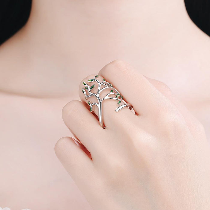 Fashion Personality Green Leaf Opening Ring
