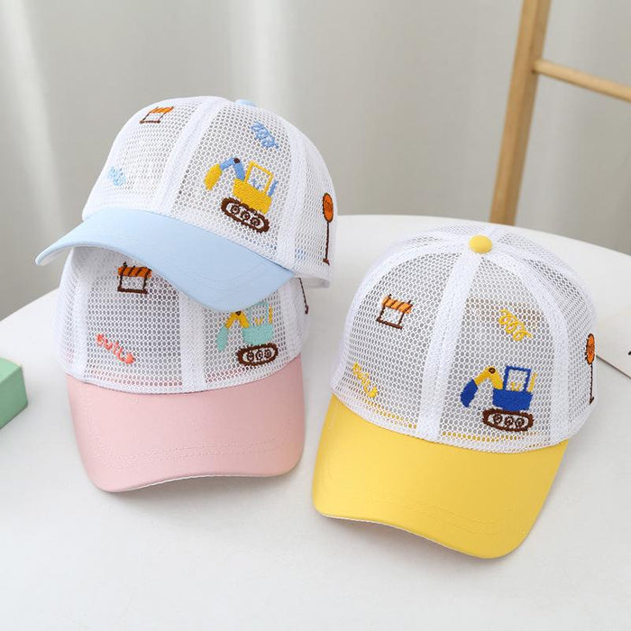 Children's Summer Cartoon Small Excavator Sunshade Net Cap