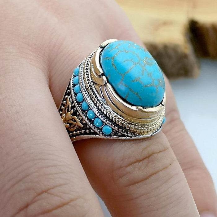 Personality Fashion Vintage Turquoise Men's Ring
