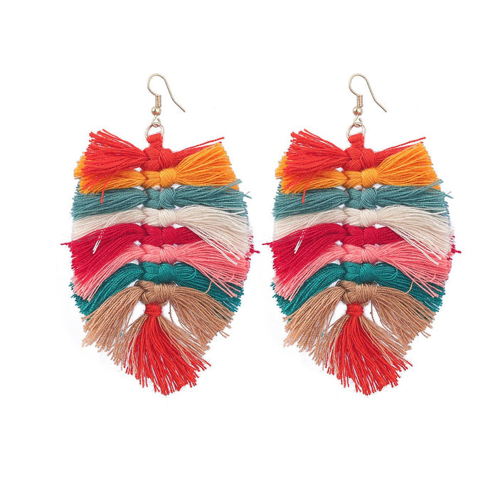 Women's Bohemian Style Hand Woven Color Matching Earrings