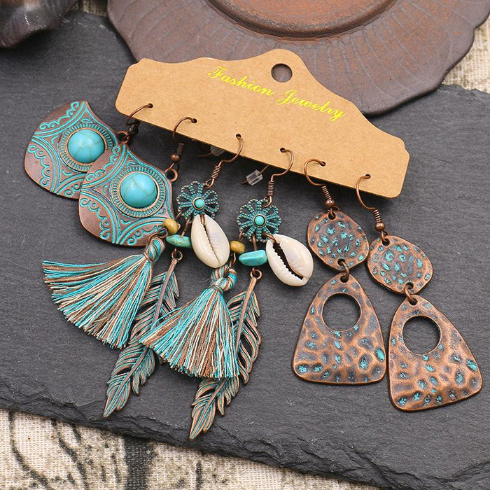 3 pairs/set Earrings Bohemian Style Jewelry X0X36195