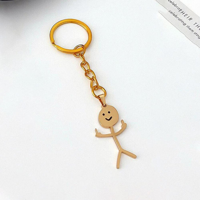 Funny Middle Finger Stickman Keychain
