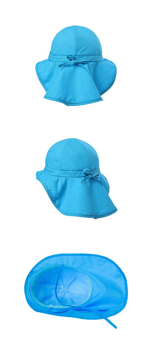 Summer Thin Blue Ruffled Sunscreen Children's Shawl Hat