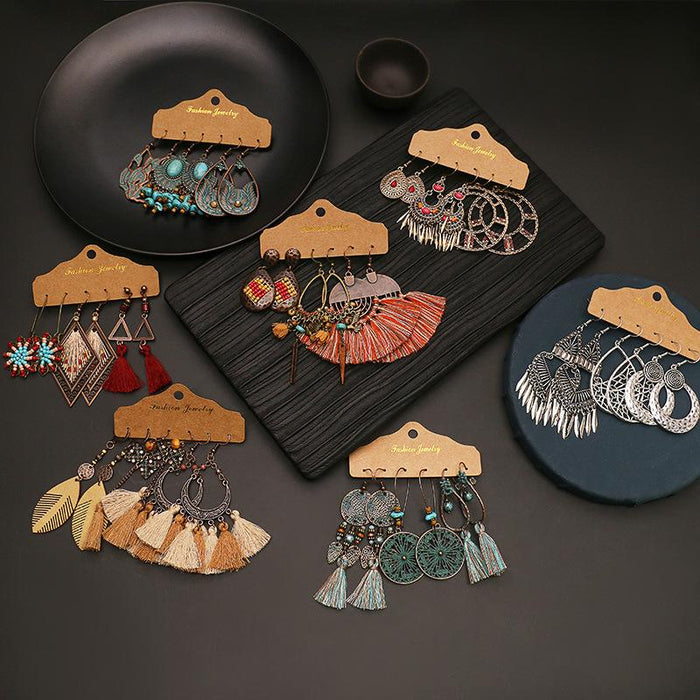 3 pairs/set Earrings Bohemian Style Jewelry X0X36203