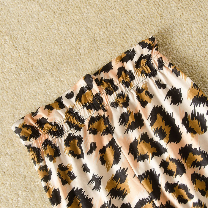 Suspender jacket leopard horn pants two piece set