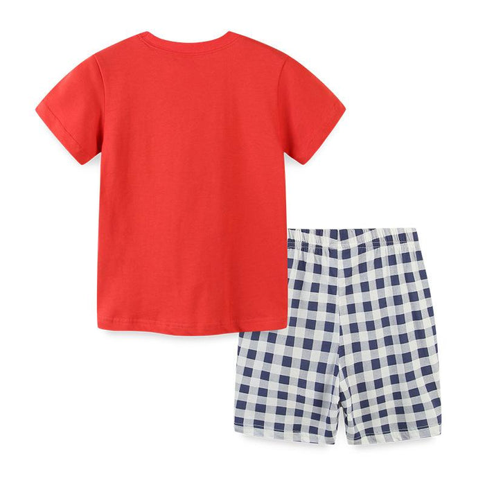 Cartoon round neck two piece boys' suit