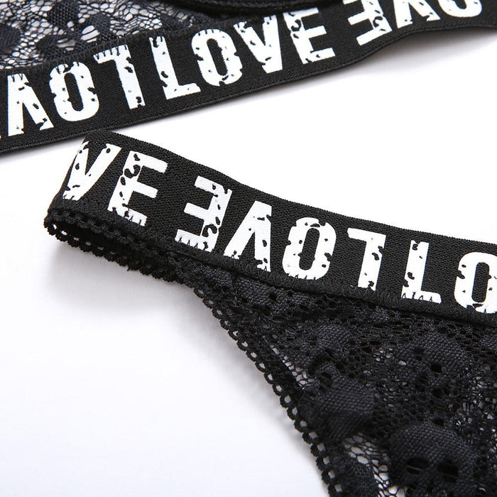 Women's Lace Stitching Underwear Sexy Alphabet Lingerie Set