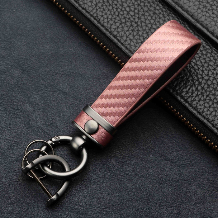 New Carbon Fiber Pattern Fashion Lengthened Leather Key Chain