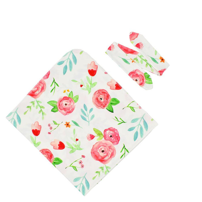 Newborn Baby Wrap Towel Headband Suit