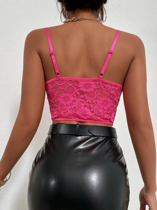 Lace Sexy Women Rose Red Slim Fit Tank Top