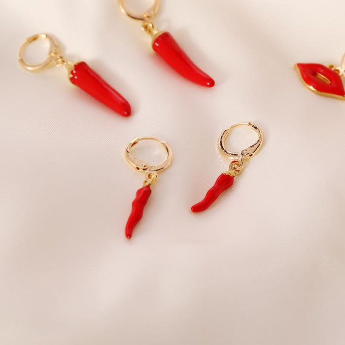 Red pepper lip stud earrings