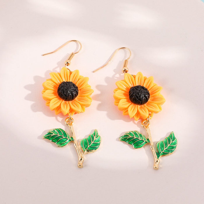 Small Fresh Resin Sunflower Earrings